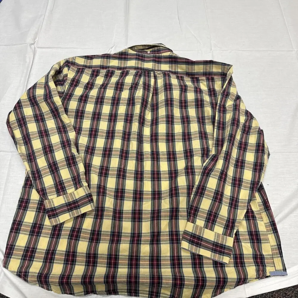 IZOD XL Fall Colors Yellow Red Black LS Shirt Button Down Window Pane - Picture 3 of 3
